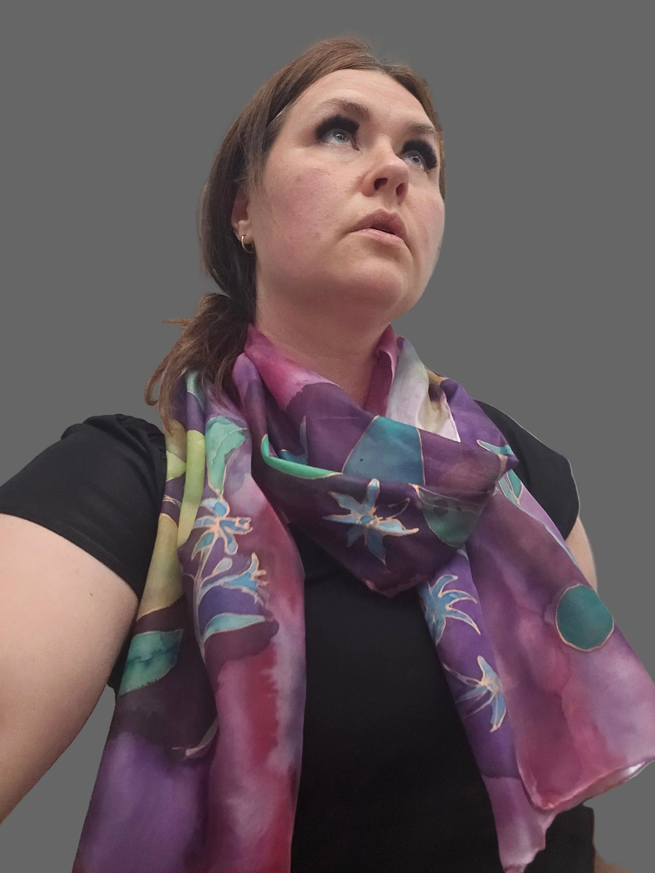 Luxury Hand-Painted Lemon Silk Scarf – Vibrant Botanical Wearable Art