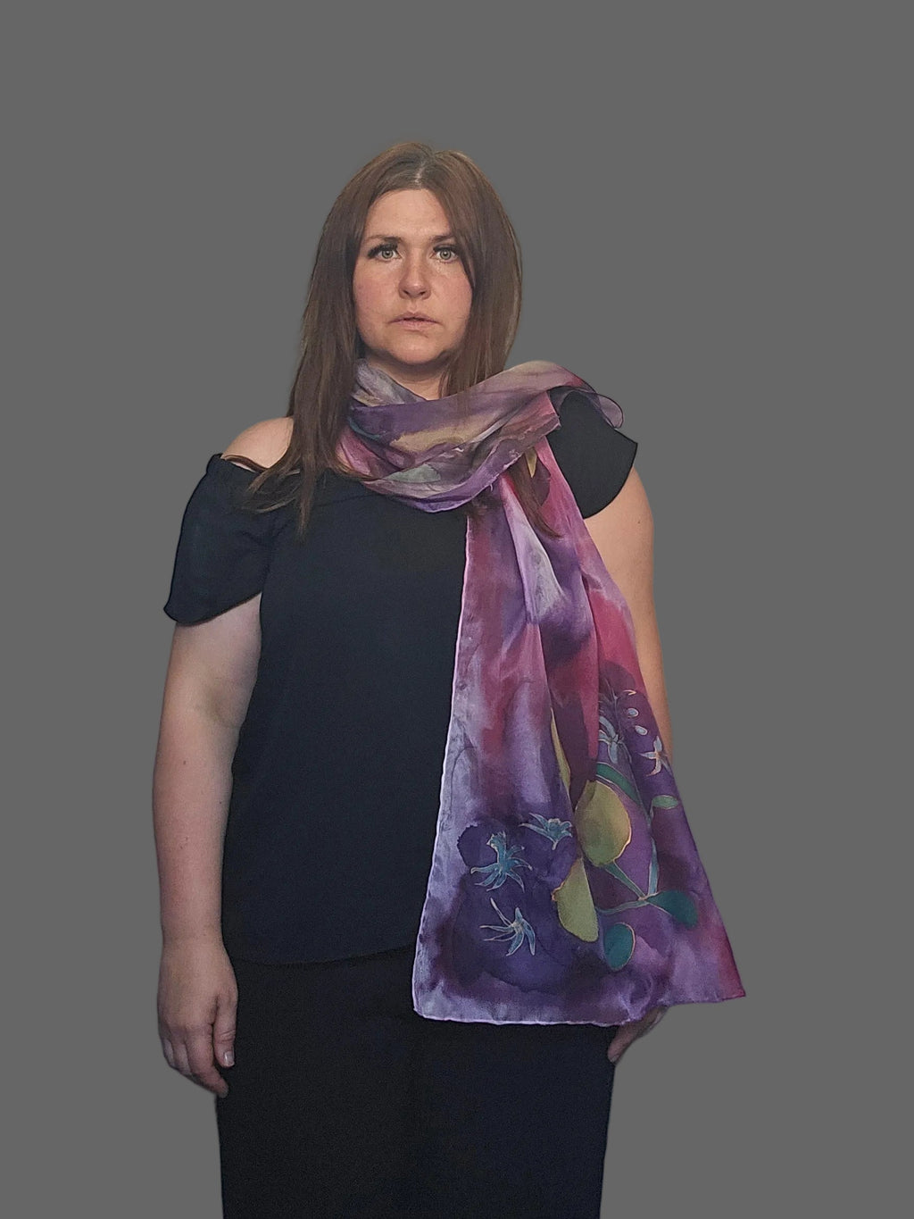 Luxury Hand-Painted Lemon Silk Scarf – Vibrant Botanical Wearable Art