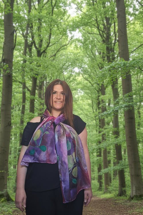 Luxury Hand-Painted Lemon Silk Scarf – Vibrant Botanical Wearable Art
