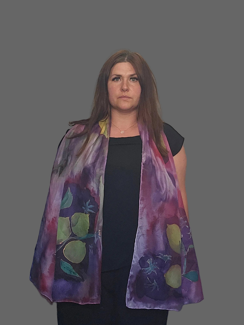 Luxury Hand-Painted Lemon Silk Scarf – Vibrant Botanical Wearable Art